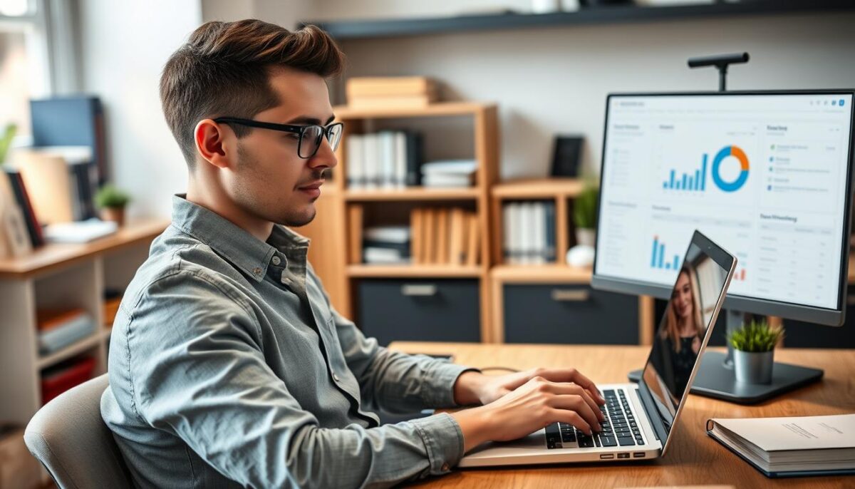 Person working on digital marketing campaigns without a degree